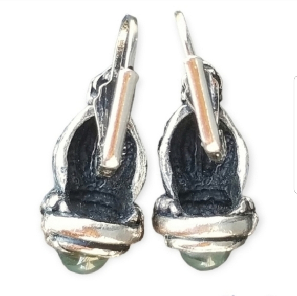 VINTAGE ORNATE  GOLD & SILVERTONED BRASS DESIGNER INSPIRED EARRINGS - Picture 4 of 5